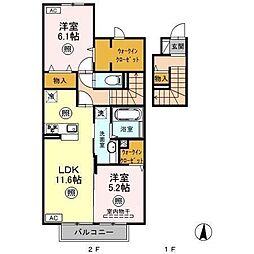 ハーモニーテラス 2LDKの間取図画像