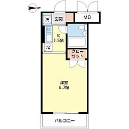 ダイヤグリーンヒル 1Kの間取図画像