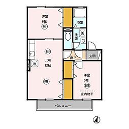 アーバンヒルズ1 2LDKの間取図画像