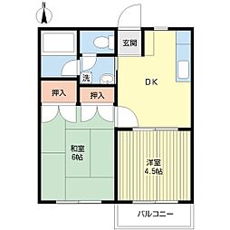 ピュアコーポ3 2DKの間取図画像