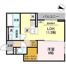 ソレイユ・ウエスト 1LDKの間取図画像
