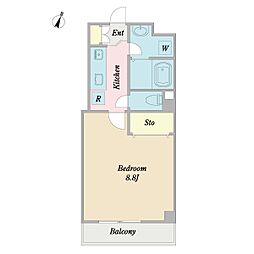 リップル 1Kの間取図画像