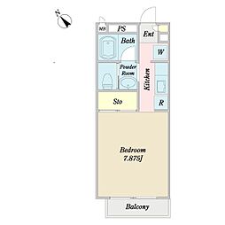 ルミエールせんげん台 1Kの間取図画像