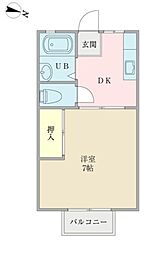 クリーンタウン 1Kの間取図画像