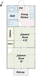 吉沢ハイツ 2階2Kの間取り