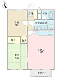 エスポワールＣ棟 2階2LDKの間取り