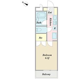 エステート千間台1番館 2階1Kの間取り