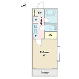 αＮＥＸＴ春日部第2 2階1Kの間取り