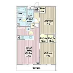 claireK 2LDKの間取図画像