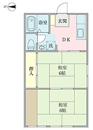 ハイツ若葉 2Kの間取図画像