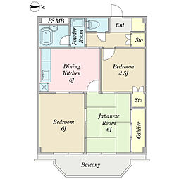井上ハイツ 3DKの間取図画像