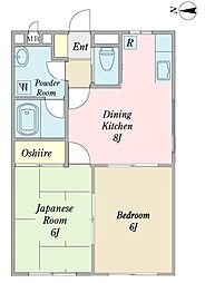 ティアラ・ガーデンB 2DKの間取図画像