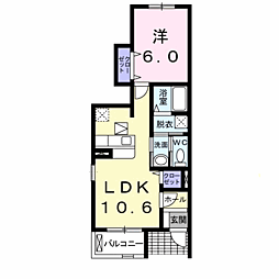カーサ・エスペランザ伍番館 1LDKの間取図画像