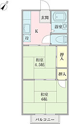 グリーンハイツ山口 2Kの間取図画像
