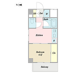 ウインベル平野 2階1Kの間取り