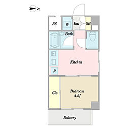 ウインベル平野 1Kの間取図画像