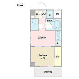 ウインベル平野 3階1Kの間取り