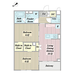 Ｌ’Ｅｘｃｅｌｌｅｎｃｅ　Ｍ 2階2LDKの間取り