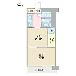 シャトレ明大前 1DKの間取図画像