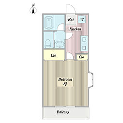 ウインハイツ 2階1Kの間取り