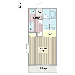 ウインハイツ 1階1Kの間取り