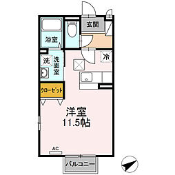 リヴェール司 105 1階ワンルームの間取り