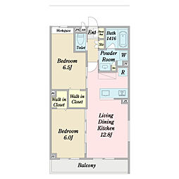 スルガ 3階2LDKの間取り