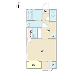 楓 1Kの間取図画像