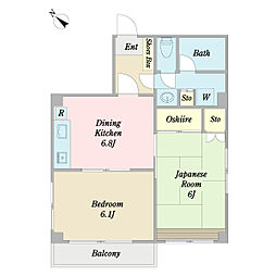 メゾン・ド・ルメード 0203 2階2DKの間取り