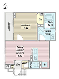 Ｓｕｎｓｅｔ　Ｒｅｓｉｄｅｎｔｉａｌ 1階1LDKの間取り