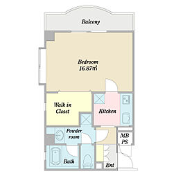コロラードマルワ 1Kの間取図画像