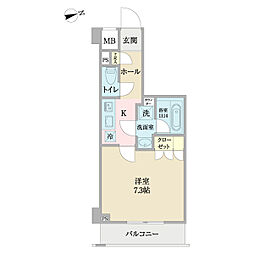AXAS大森西アジールコート 1Kの間取図画像