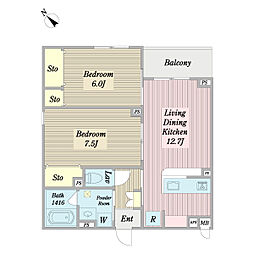 ウィステリア藤 2LDKの間取図画像