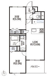 リーフガーデン浦安 2LDKの間取図画像
