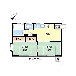 メゾンマルシンB 2DKの間取図画像