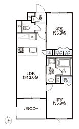 リーフガーデン浦安 2LDKの間取図画像