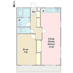 パストラル茅ケ崎 1LDKの間取図画像