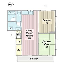 メゾンハイネス 2LDKの間取図画像