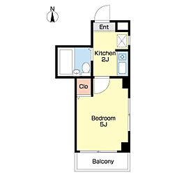 フラット栄 1Kの間取図画像
