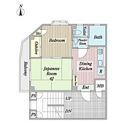 スイーダ川崎 3階2DKの間取り