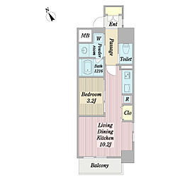 Glycineカワサキ 1LDKの間取図画像