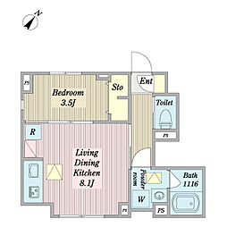 Ｐｏｒｔｅ　ｒｏｕｇｅ 1階1LDKの間取り