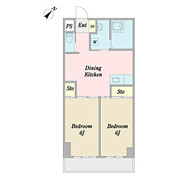 イトウハイム 5階2DKの間取り