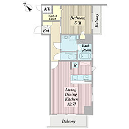 モンテシエル 1LDKの間取図画像