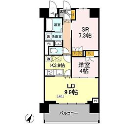 リーラ横浜川和町 1LDKの間取図画像