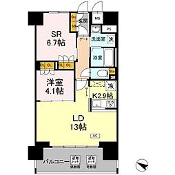 リーラ横浜川和町 1LDKの間取図画像