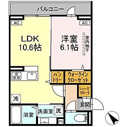 D Paina 登戸2 1LDKの間取図画像