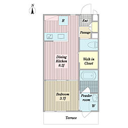 A・KVerde 1DKの間取図画像