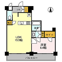 カスタリア目黒鷹番 1LDKの間取図画像