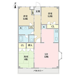 イースト・コート住吉 3LDKの間取図画像